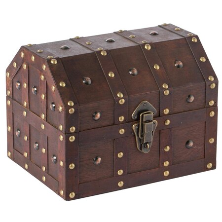 Paisaje 9 x 12 x 9 in. Vintage Caribbean Pirate Chest with Decorative Nailed Design, Black PA2641950